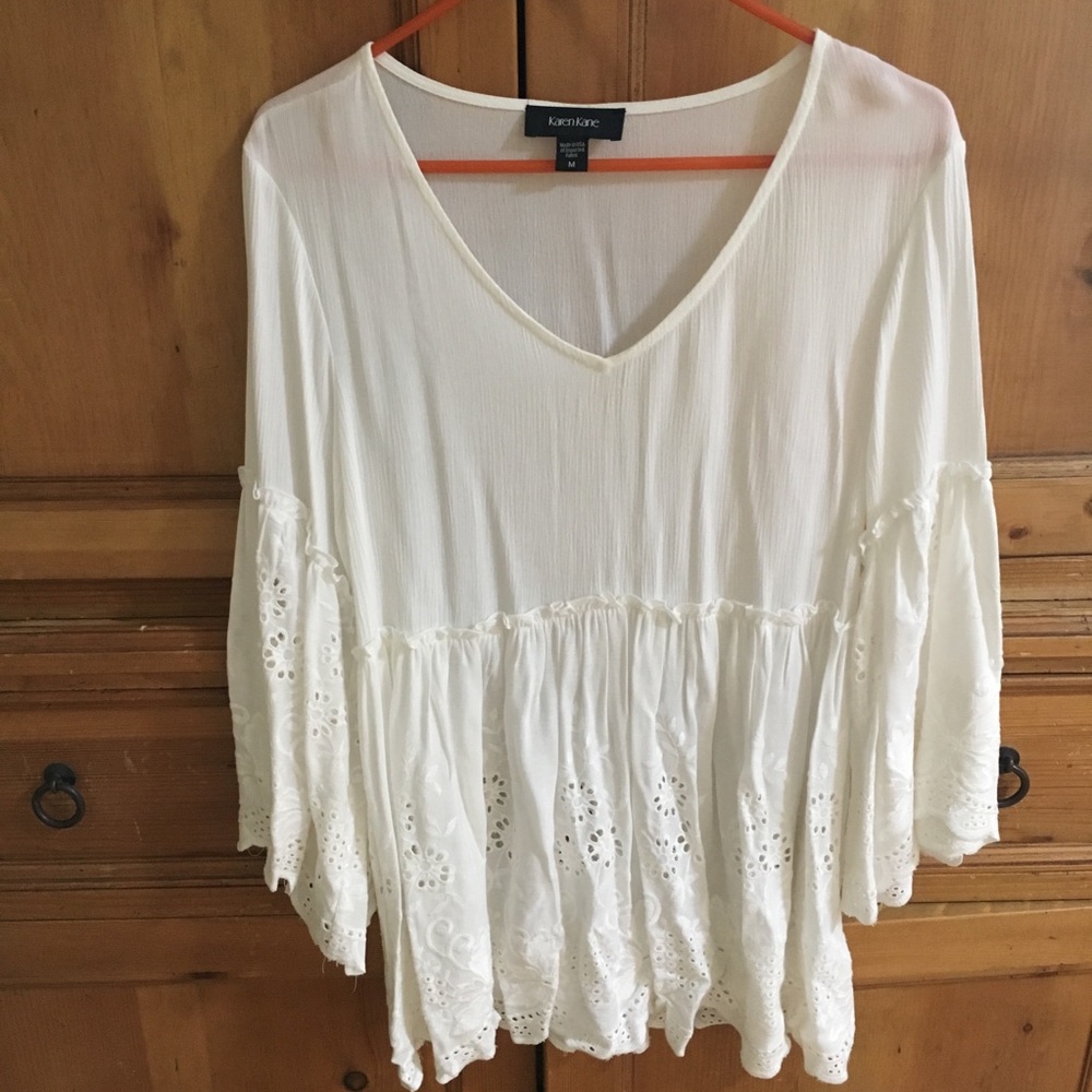 Karen Kane Embroidered Ruffle Top - Picture 4 of 4